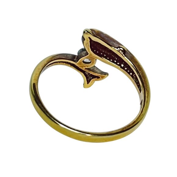 Rs Covenant Gold Tone And Rhinestone Dolphin Ring Signed (R381) - Picture 7 of 7